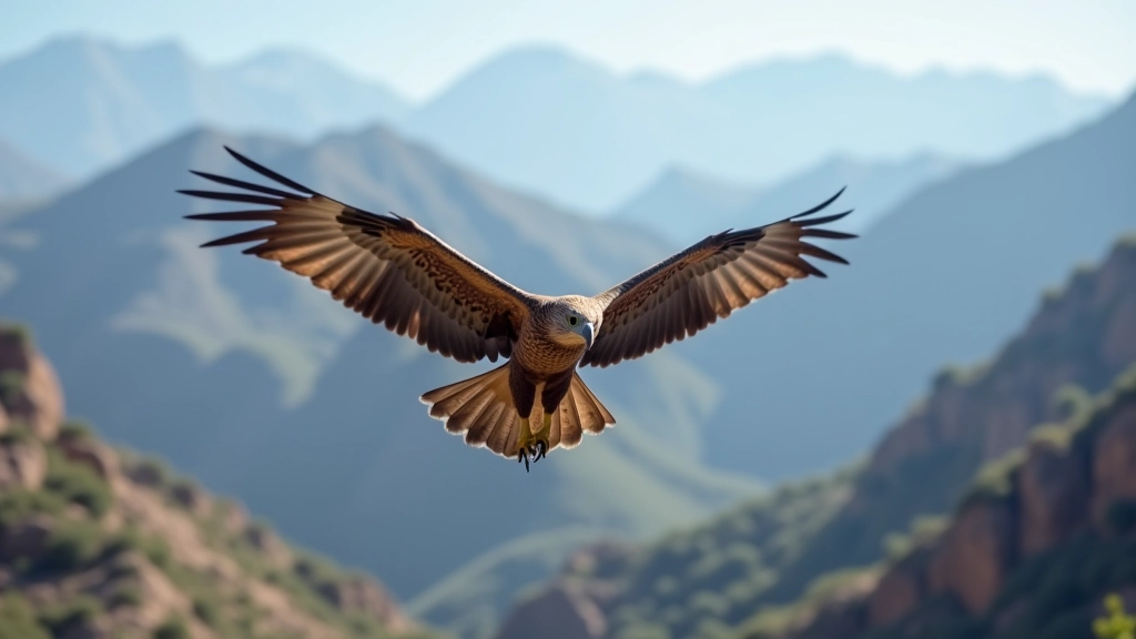 Águila mora en vuelo cazador sobre la quebrada con alas extendidas