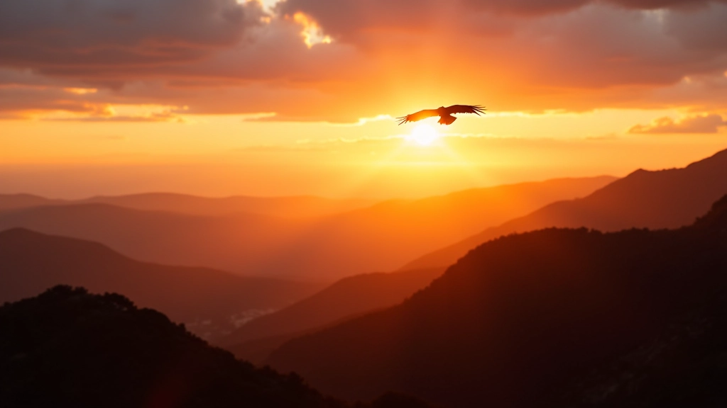 Atardecer en la quebrada con silueta de aves volando contra el cielo teñido